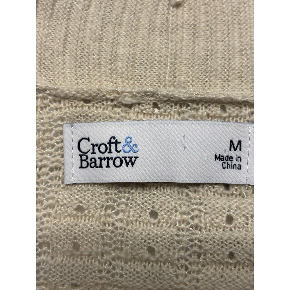 Croft & Barrow Women’s Lightweight Cream Color Open Knit Cardigan Size M - Picture 2 of 6